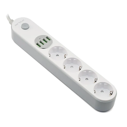 Serioux SRXP-PS44W Prelungitor cu protectie 4 prize schuko 4xUSB-A 5V 3.1A 17W maxim 2500W 2m, 5949088545759