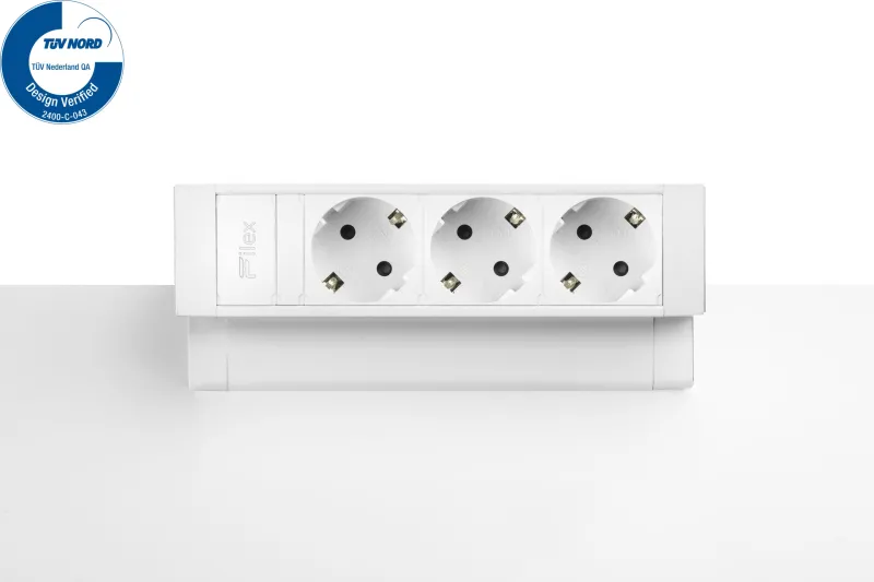 Fellowes 100091573 Filex Power Desk Up® 2.0 White multipriza 3 x Schuko cu prindere pe birou