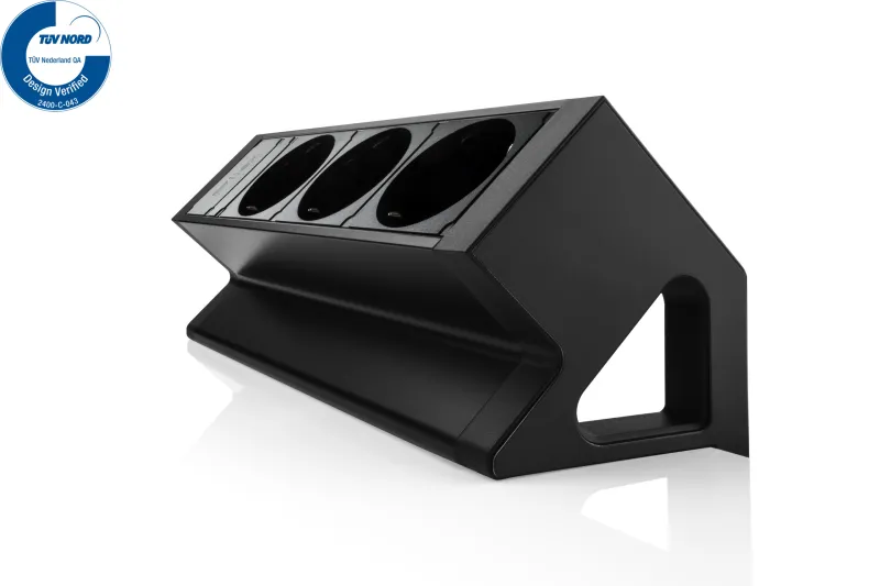 Fellowes 100091357 Filex Power Desk Up® 2.0 Black multipriza 3 x Schuko cu prindere pe birou