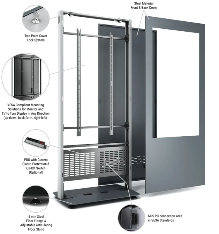 Kiosk-TOT-55-B01V55N-SAB Kiosk Totem de interior B01 pentru display 55'', inaltime 198 cm, greutate 68 kg 8680006733908
