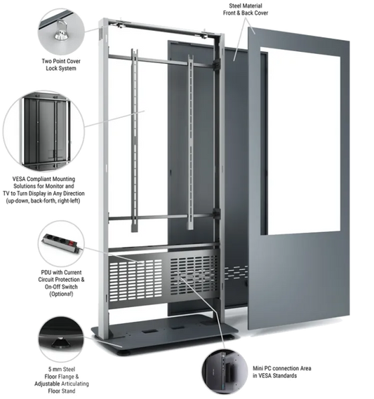 Kiosk-TOT-55-B01V55N-SAB Kiosk Totem de interior B01 pentru display 55'', inaltime 198 cm, greutate 68 kg 8680006733908
