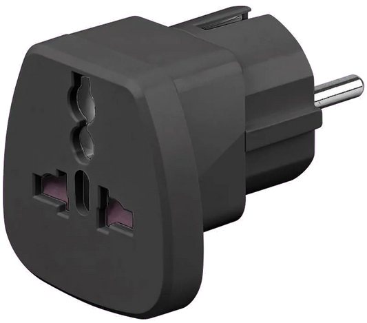 MicroConnect PETRAVEL-B Adaptor universal la Schucko de la UK, US, DK, CH, IT negru, 5712505056714