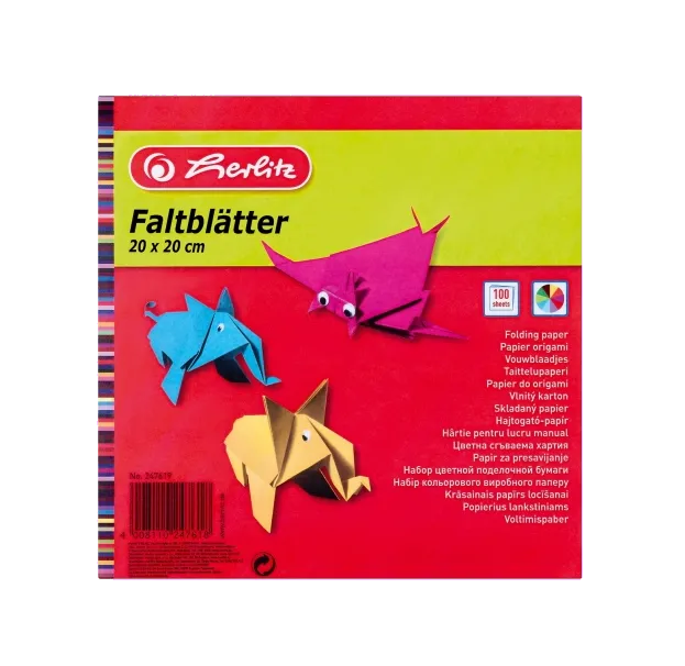Herlitz 0247619 Hartie colorata origami 20x20cm 60g/mp 100 file diverse culo