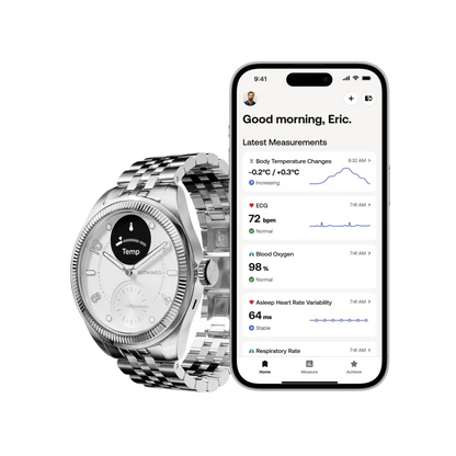 Withings HWA10-MODEL 10-ALL-INT Withings ScanWatch Nova Brilliant 39mm Titanium Silver, 3700546710261