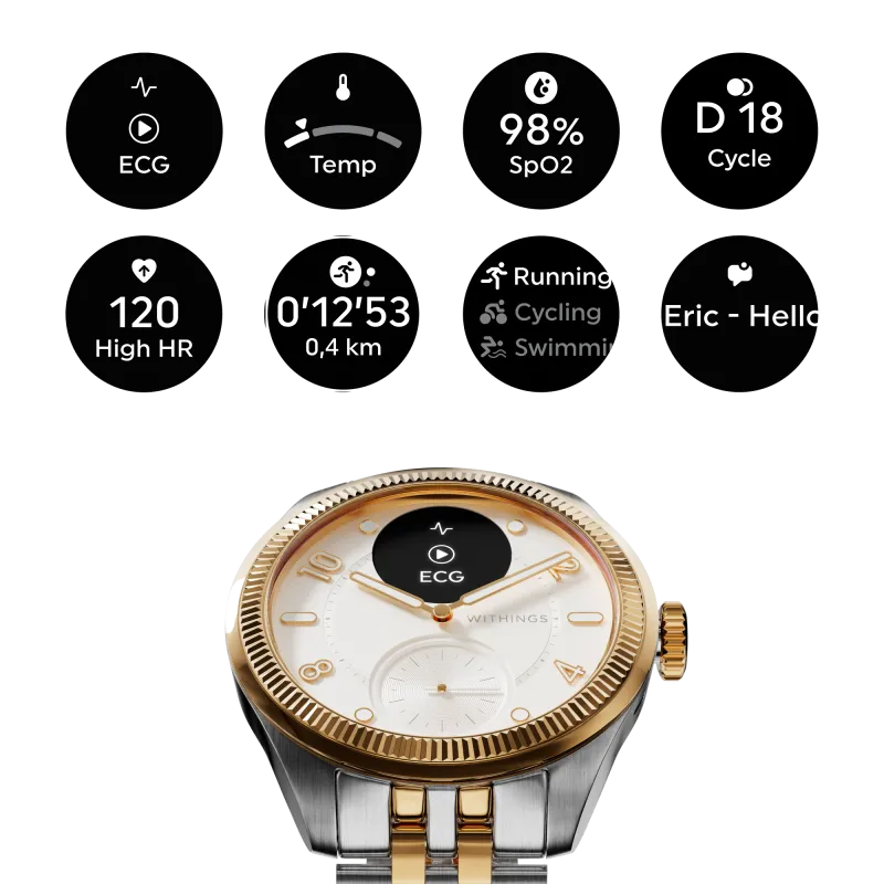 Withings HWA10-MODEL 11-ALL-INT Withings ScanWatch Nova Brilliant 39mm Gold, 3700546710278
