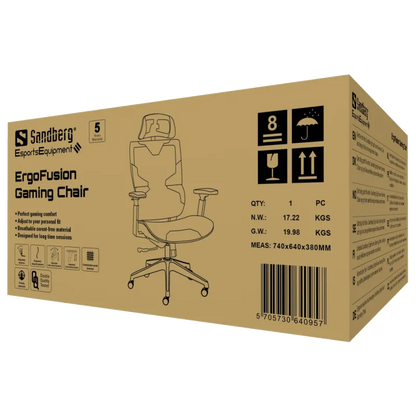 Sandberg 640-95 ErgoFusion Gaming Chair Basic scaun ergonomic sustine maxim 150Kg, 5705730640957