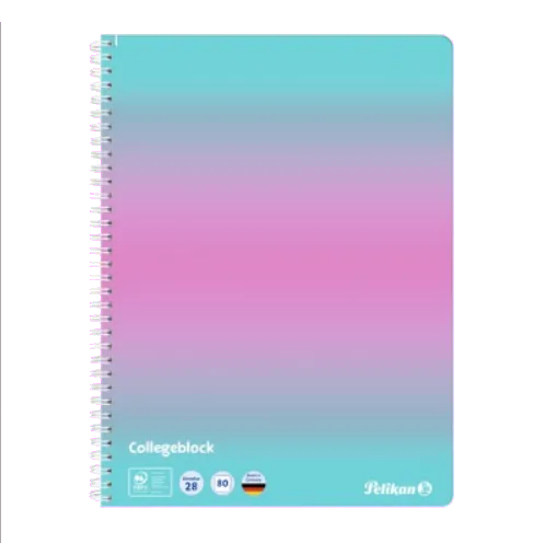 Pelikan 103091 Color Edition Caiet A4 cu spira 80 file matematica certificare PEFC roz / menta, 4012700103093