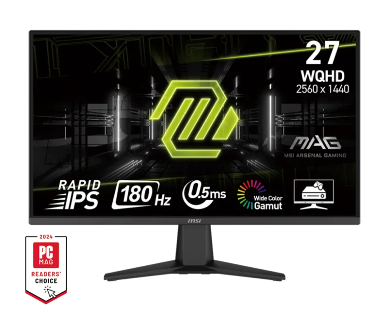 MSI MAG 275QF MAG 275QF 27inch IPS Gaming Monitor Rapid IPS WQHD 180Hz 300cd/m2 0.5ms 2xHDMI D, 4711377204897