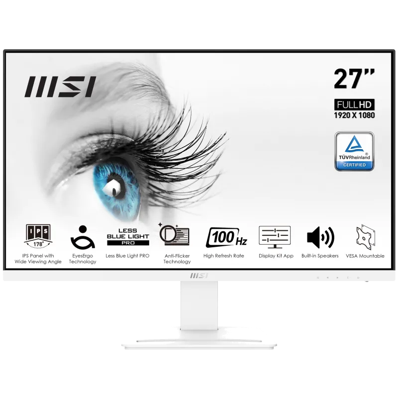 MSI PRO MP273AW PRO MP273AW 27inch Business Monitor IPS FHD 100Hz 4ms D-SUB HDMI DP Speakers, 4711377089166