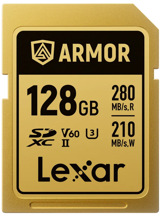 Lexar LSDAMGL128G-RNNNG SDXC ARMOR Gold UHS-II U3, Stainless Steel, IP68 R280/W210 (V60) 128GB, 843367138562