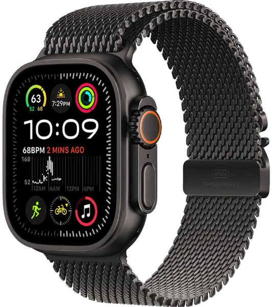 Apple MX4W3WB/A Watch Ultra2 v2 Cellular 49mm Black Titanium Case / Milanese Loop S, 195949585814