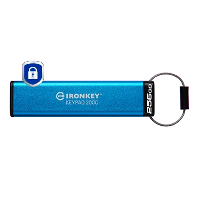 Kingston IKKP200C/256GB IronKey Keypad 200, USB-C Flash Drive 256GB, AES-256 Encrypted, 740617336603