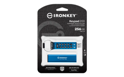 Kingston IKKP200/256GB IronKey Keypad 200, USB-A Flash Drive 256GB, AES-256 Encrypted, 740617338904