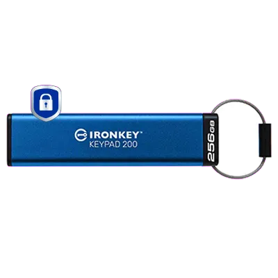 Kingston IKKP200/256GB IronKey Keypad 200, USB-A Flash Drive 256GB, AES-256 Encrypted, 740617338904