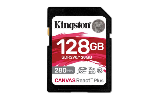 Kingston SDR2V6/128GB Canvas React Plus card memorie SDXC Class 10 UHS-II 128GB, 740617340617