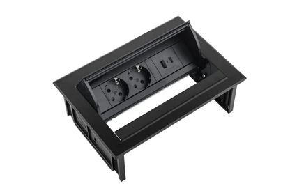 Fellowes 100091616 Filex Power Desk In Black priza incastrabila 2x 230V + 1x USB A+C Charge