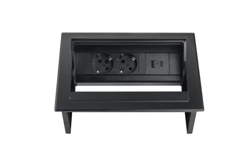 Fellowes 100091616 Filex Power Desk In Black priza incastrabila 2x 230V + 1x USB A+C Charge