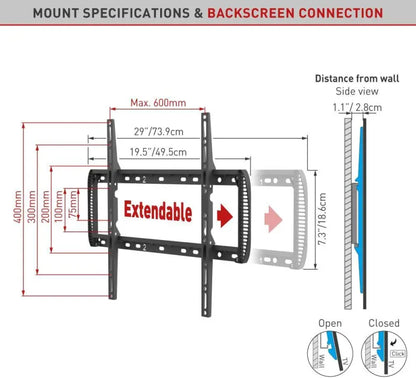 Barkan E407 Suport TV de perete pentru ecrane 13'' 90'', greutate maxima suportata 60kg,, 7290004782610