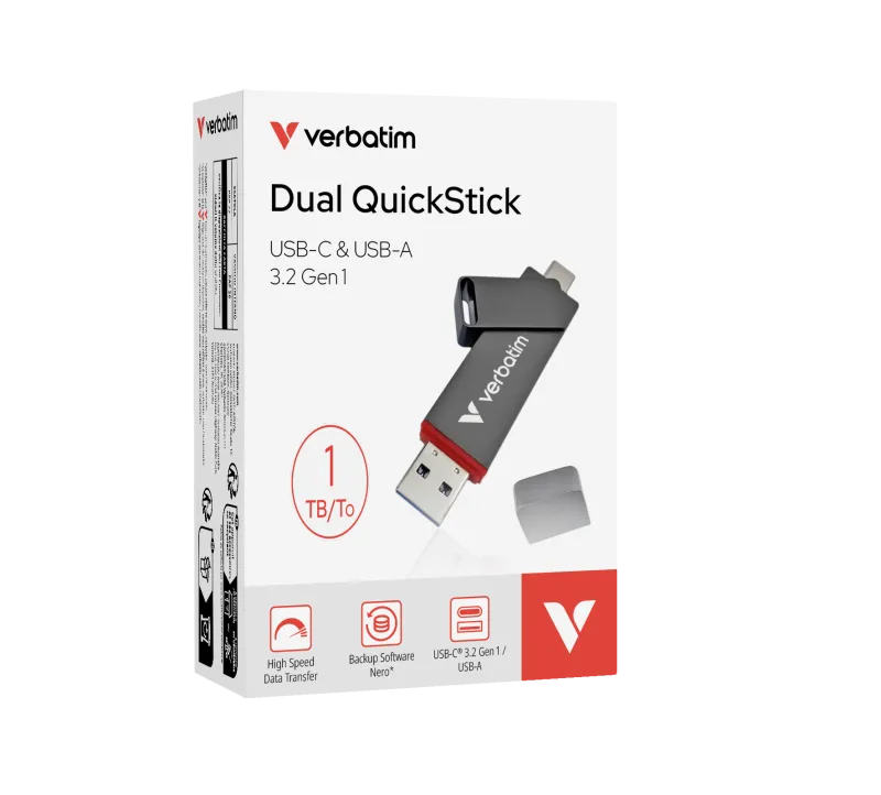 Verbatim 32043 Flash Drive 1TB, conectivitate dubla, USB-C/USB-A, 23942320432