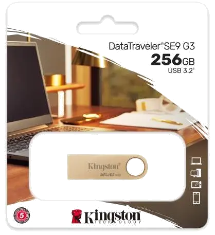 Kingston DTSE9G3/256GB DataTraveler SE9 G3 Flash Drive 256GB 220MB/s read, 100MB/s write, USB-A (USB 3.2 Gen 1), Metal, 740617341379