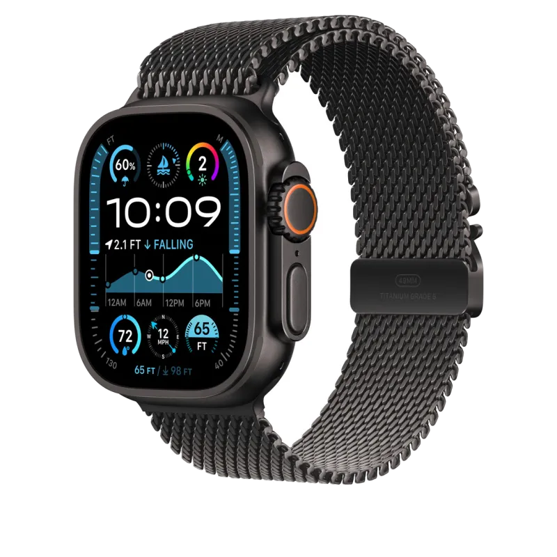 Apple MXKF3ZM/A Apple Watch 49mm Milanese Loop: Black Titanium Milanese Loop Small, 195949656279