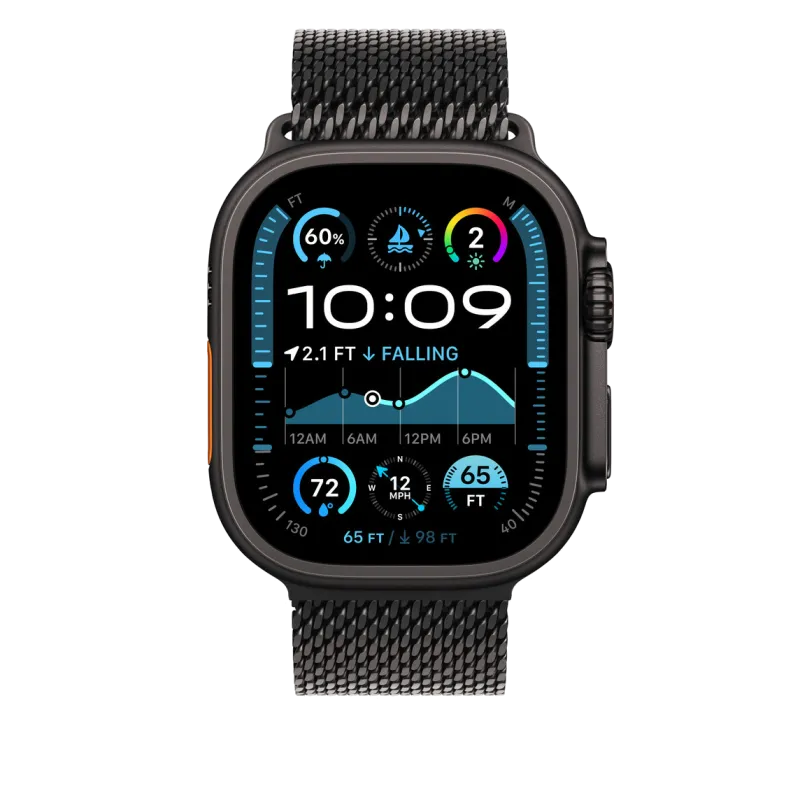 Apple MXKF3ZM/A Apple Watch 49mm Milanese Loop: Black Titanium Milanese Loop Small, 195949656279