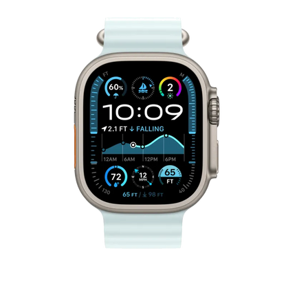 Apple MXTG3ZM/A Apple Watch 49mm Band: Ice Blue Ocean Band Extension Natural Titanium Finish, 195949707360