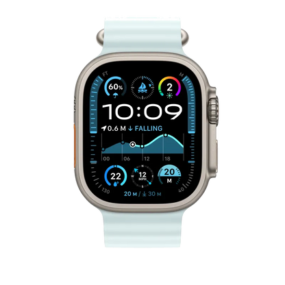 Apple MXTG3ZM/A Apple Watch 49mm Band: Ice Blue Ocean Band Extension Natural Titanium Finish, 195949707360