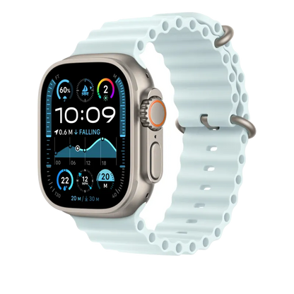 Apple MXTG3ZM/A Apple Watch 49mm Band: Ice Blue Ocean Band Extension Natural Titanium Finish, 195949707360