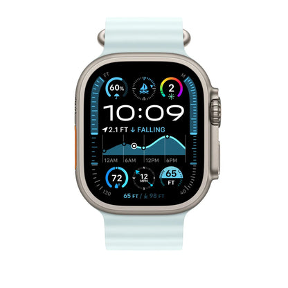 Apple MXTG3ZM/A Apple Watch 49mm Band: Ice Blue Ocean Band Extension - Natural Titanium Finish 195949707360