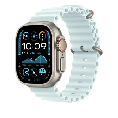 Apple MXTG3ZM/A Apple Watch 49mm Band: Ice Blue Ocean Band Extension Natural Titanium Finish, 195949707360