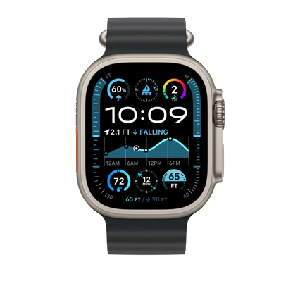 Apple MXTM3ZM/A Apple Watch 49mm Band: Black Ocean Band Extension Natural Titanium Finish, 195949707483