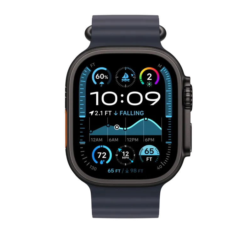 Apple MYPC3ZM/A Apple Watch 49mm Band: Navy Ocean Band Extension Black Titanium Finish, 195949774461