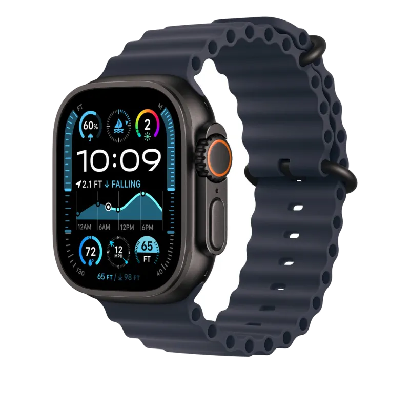 Apple MYPC3ZM/A Apple Watch 49mm Band: Navy Ocean Band Extension Black Titanium Finish, 195949774461