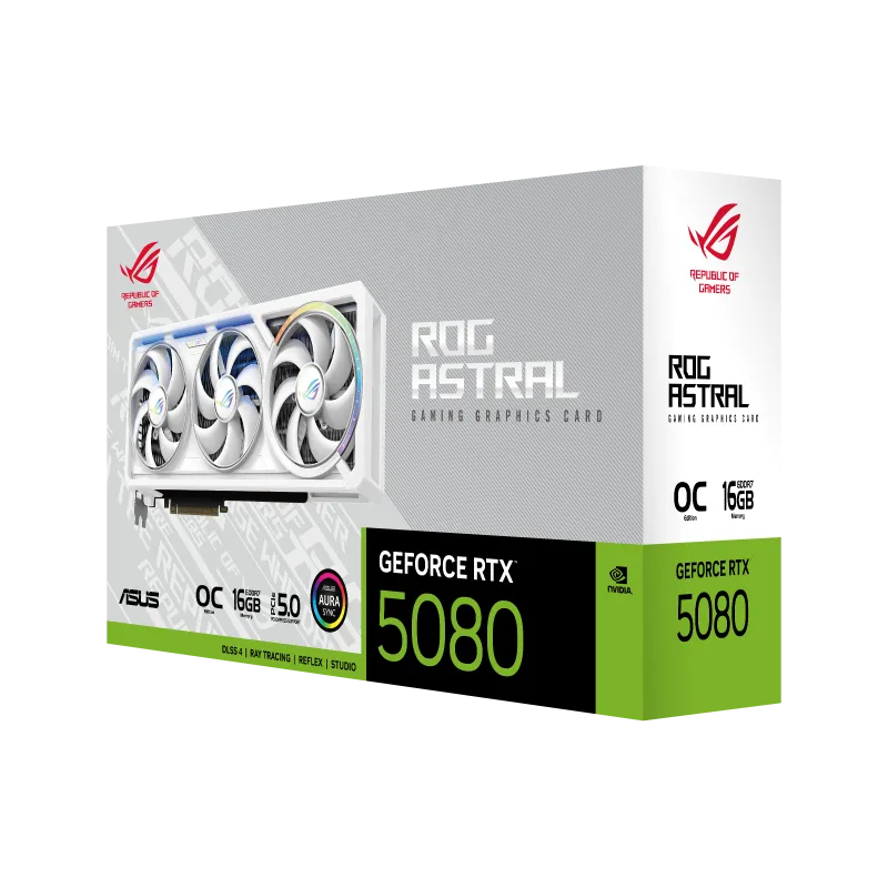 Asus ROG-ASTRAL-RTX5080-O16G-WHITE ROG Astral white placa video GeForce RTX 5080 16GB GDDR7 256bit PCI Express 5.0, 4711636112048