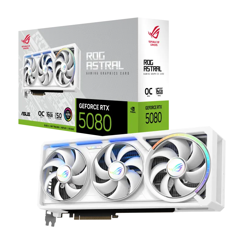 Asus ROG-ASTRAL-RTX5080-O16G-WHITE ROG Astral white placa video GeForce RTX 5080 16GB GDDR7 256bit PCI Express 5.0, 4711636112048
