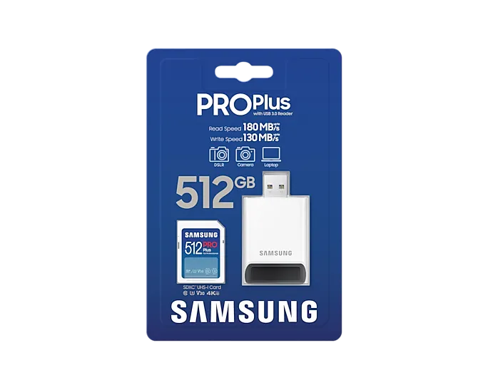 Samsung MB-SD512SB/WW Card memorie SAMSUNG PRO Plus Reader SDXC Card 512GB, 8806094788006