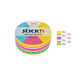 Hopax HO-21830 Notes autoadeziv Die-Cut cerc, 67 x 67 mm, 250 file, 5 culori fluorescent