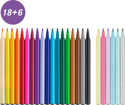 Faber-Castell FC554221 Carioca 18 + 6 culori cu tema unicorni.