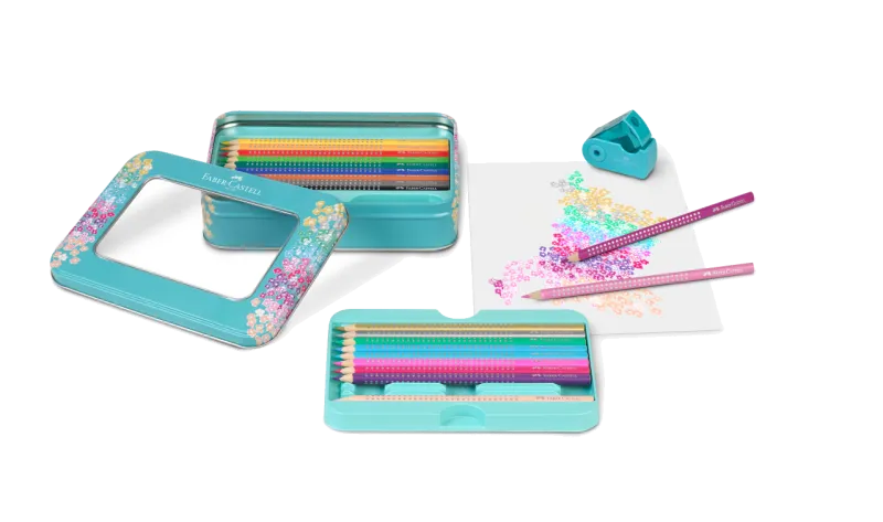 Faber-Castell FC201641 Sparkle set 20 creioane colorate + ascutitoare sleeve, 4005402016419