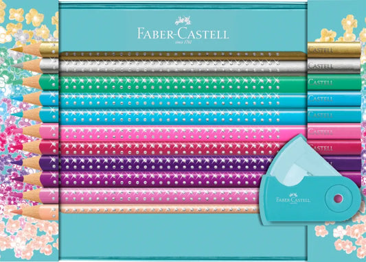 Faber-Castell FC201641 Sparkle set 20 creioane colorate + ascutitoare sleeve, 4005402016419