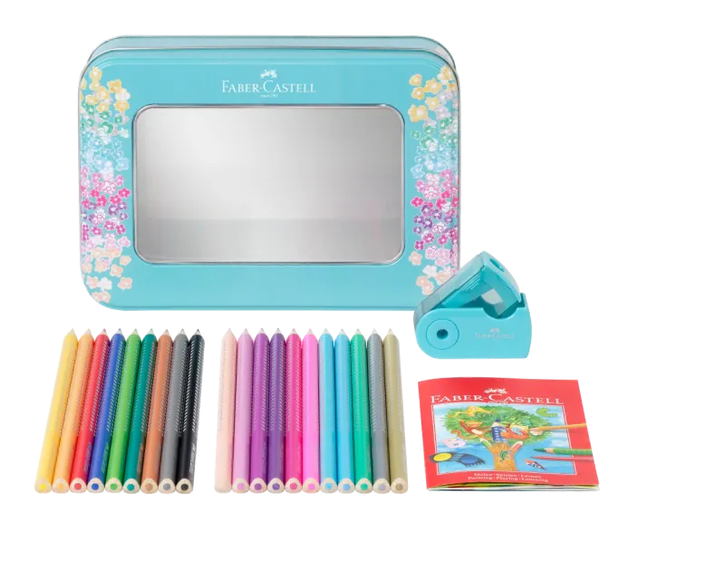 Faber-Castell FC201641 Sparkle set 20 creioane colorate + ascutitoare sleeve, 4005402016419