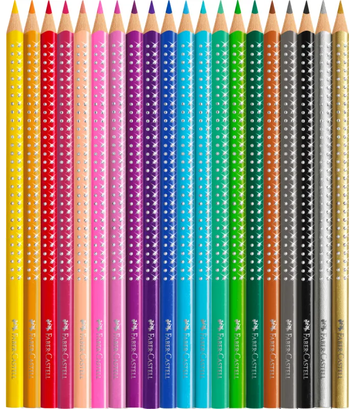 Faber-Castell FC201641 Sparkle set 20 creioane colorate + ascutitoare sleeve, 4005402016419