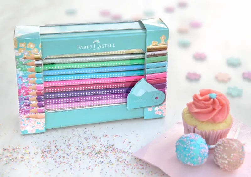 Faber-Castell FC201641 Sparkle set 20 creioane colorate + ascutitoare sleeve, 4005402016419