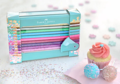 Faber-Castell FC201641 Sparkle set 20 creioane colorate + ascutitoare sleeve, 4005402016419