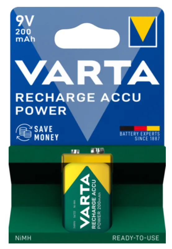 Varta 56722 Acumulator 9V 200mAh Preincarcat Ni-MH 6LR61 6LF22, 4008496550814