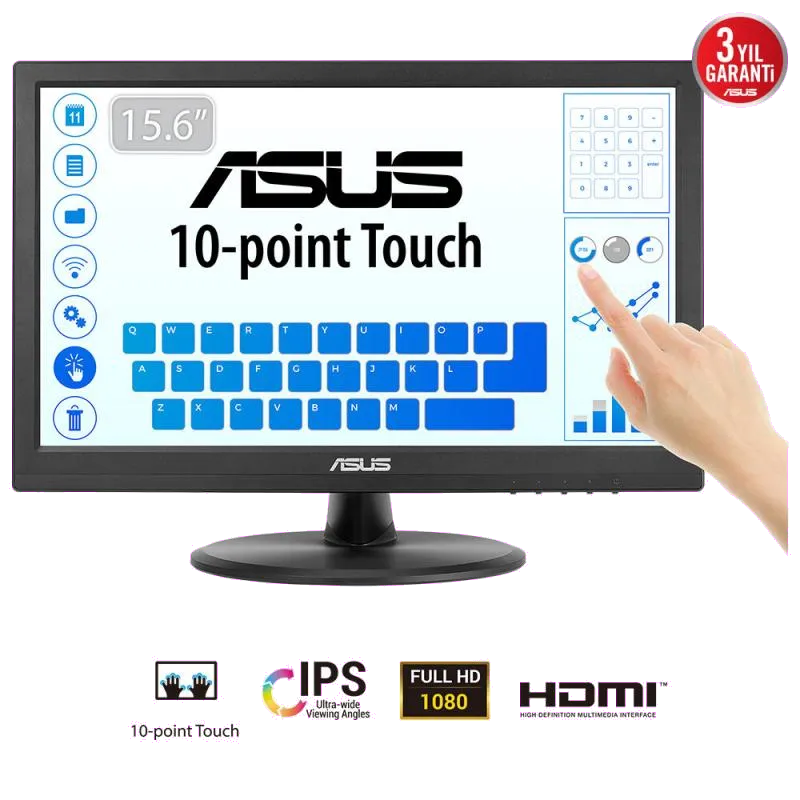 Asus VT169HE Monitor 15.6inch touchscreen VT169HE, 4711387406090
