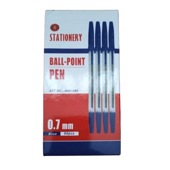 Office B4U-583 Cutie 50 buc Pix de unica folosinta 0.7 albastru corp transparent, 5949100001805