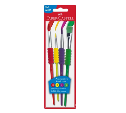 Faber-Castell 481600 Set 4 pensule cu zona grip moale, culori atract Soft Touch