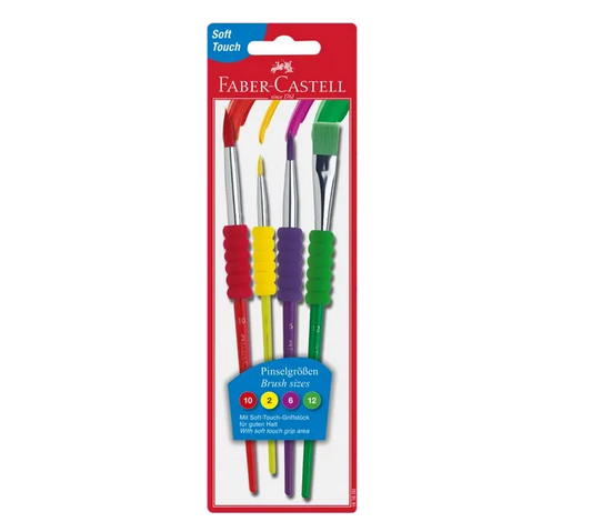 Faber-Castell 481600 Set 4 pensule cu zona grip moale, culori atract Soft Touch
